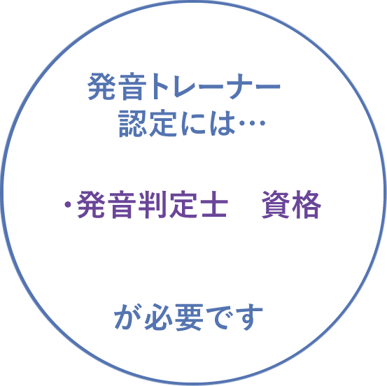 発音トレーナーの認定を受けるには、発音セミナー初級を修了し、発音判定士の資格を取得する事、発音セミナー中級を修了し、発音診断士の資格を取得することが必要です。